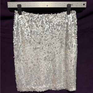 Karen Kane Silver Sequin Pencil Skirt